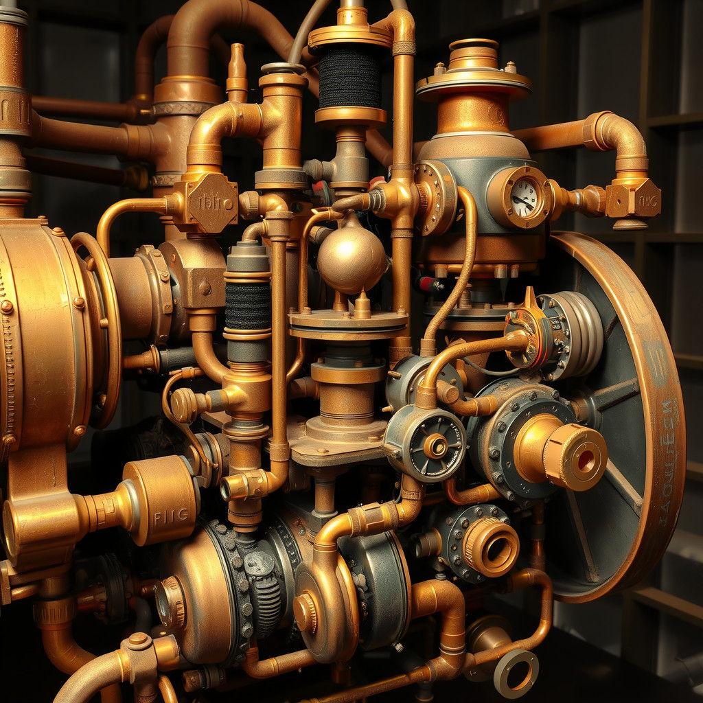 Detailed Steampunk Engine in Biomechanical Art Style