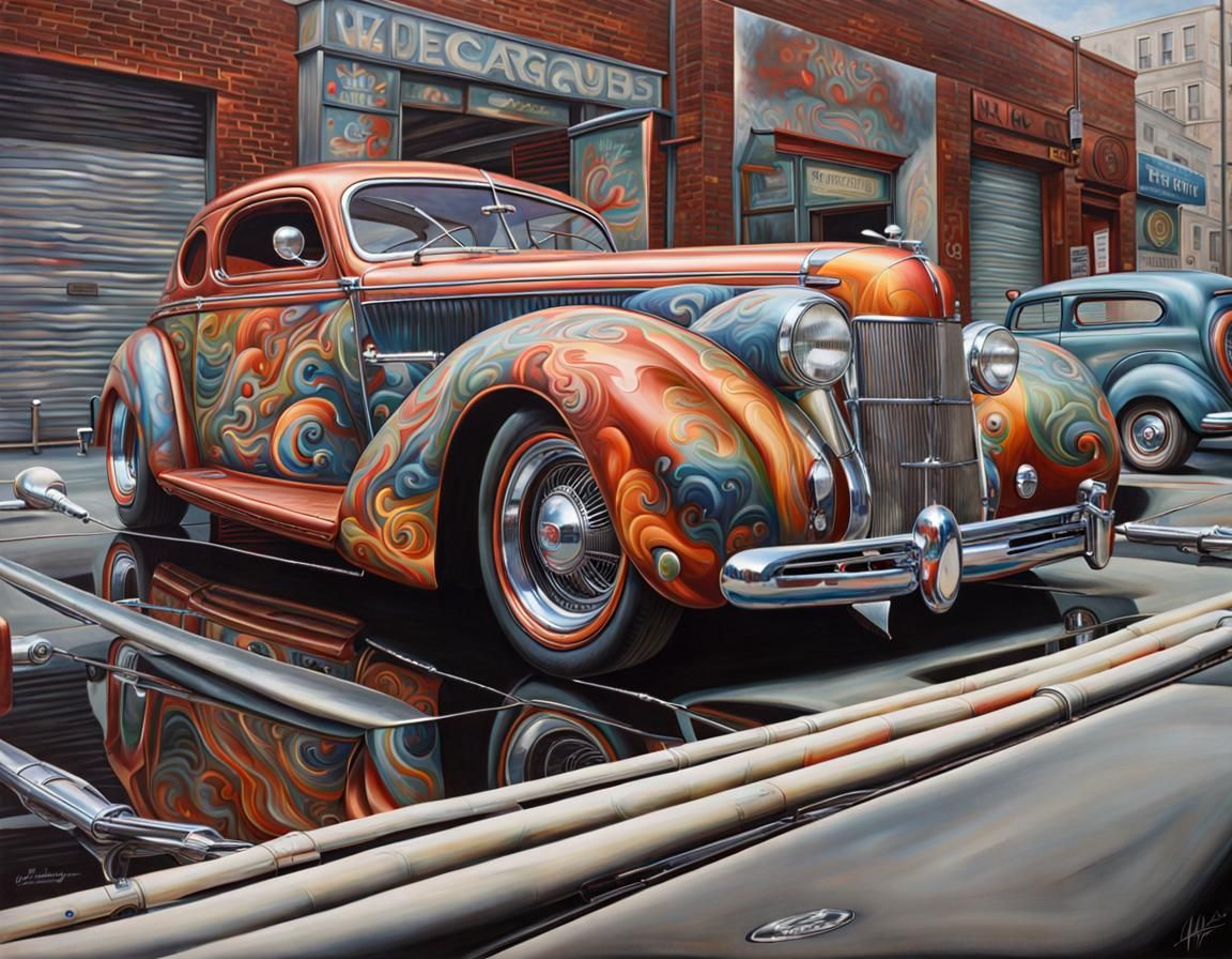 Hyperreal Painting of a Classic Car