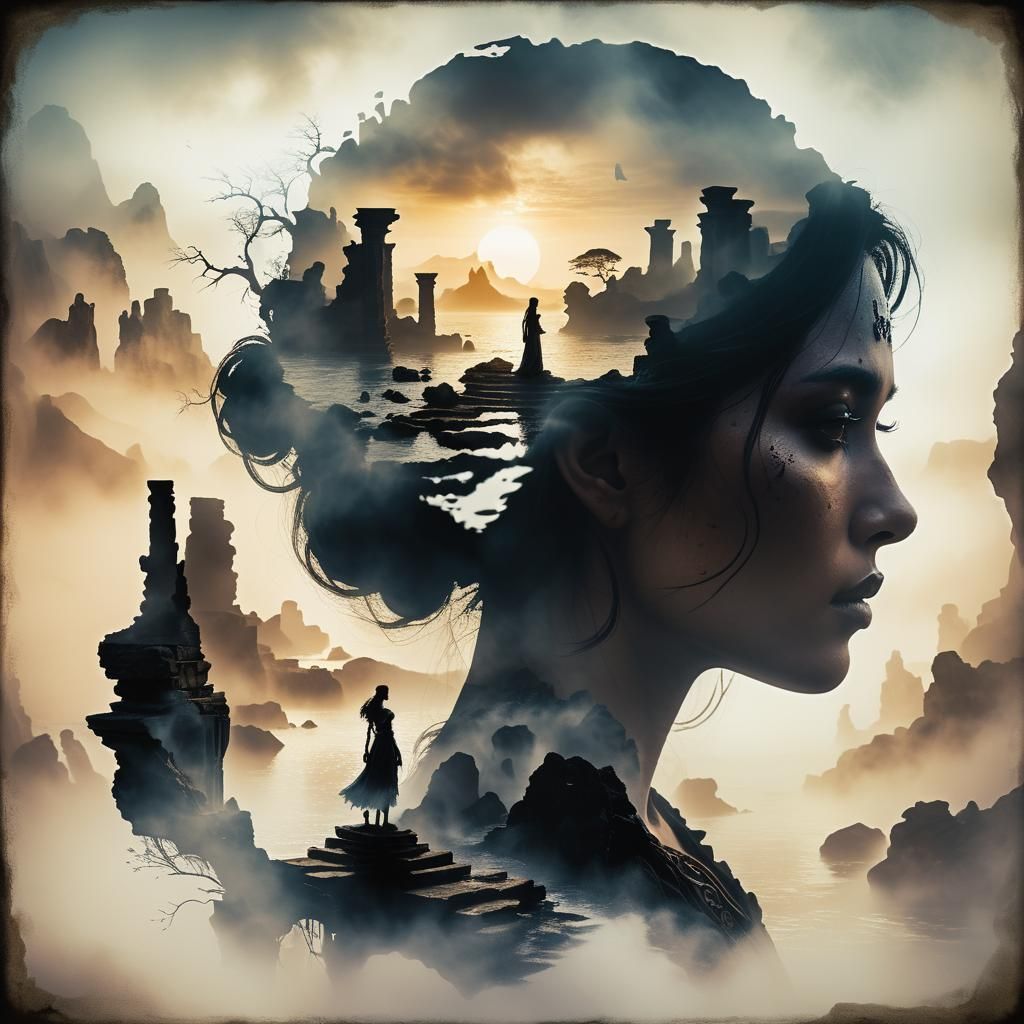 Girl at Mystical Underworld in Oil on Canvas