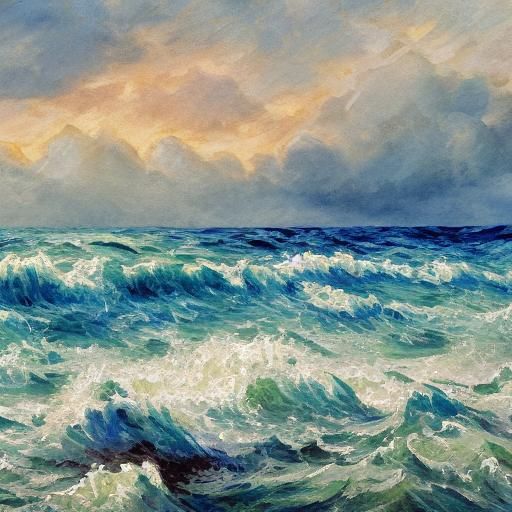 Gouache Style Sea of Money Masterpiece