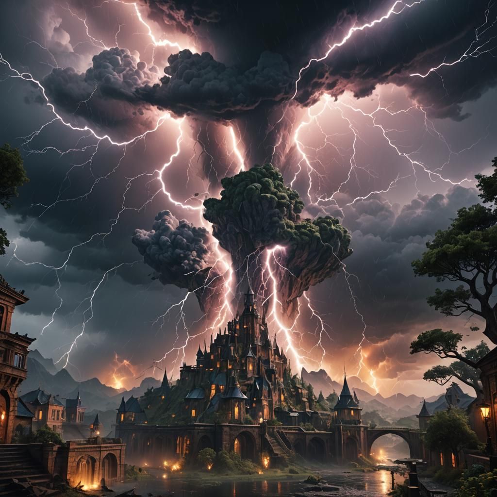 Epic Thunderstorm in Detailed Matte Painting Style
