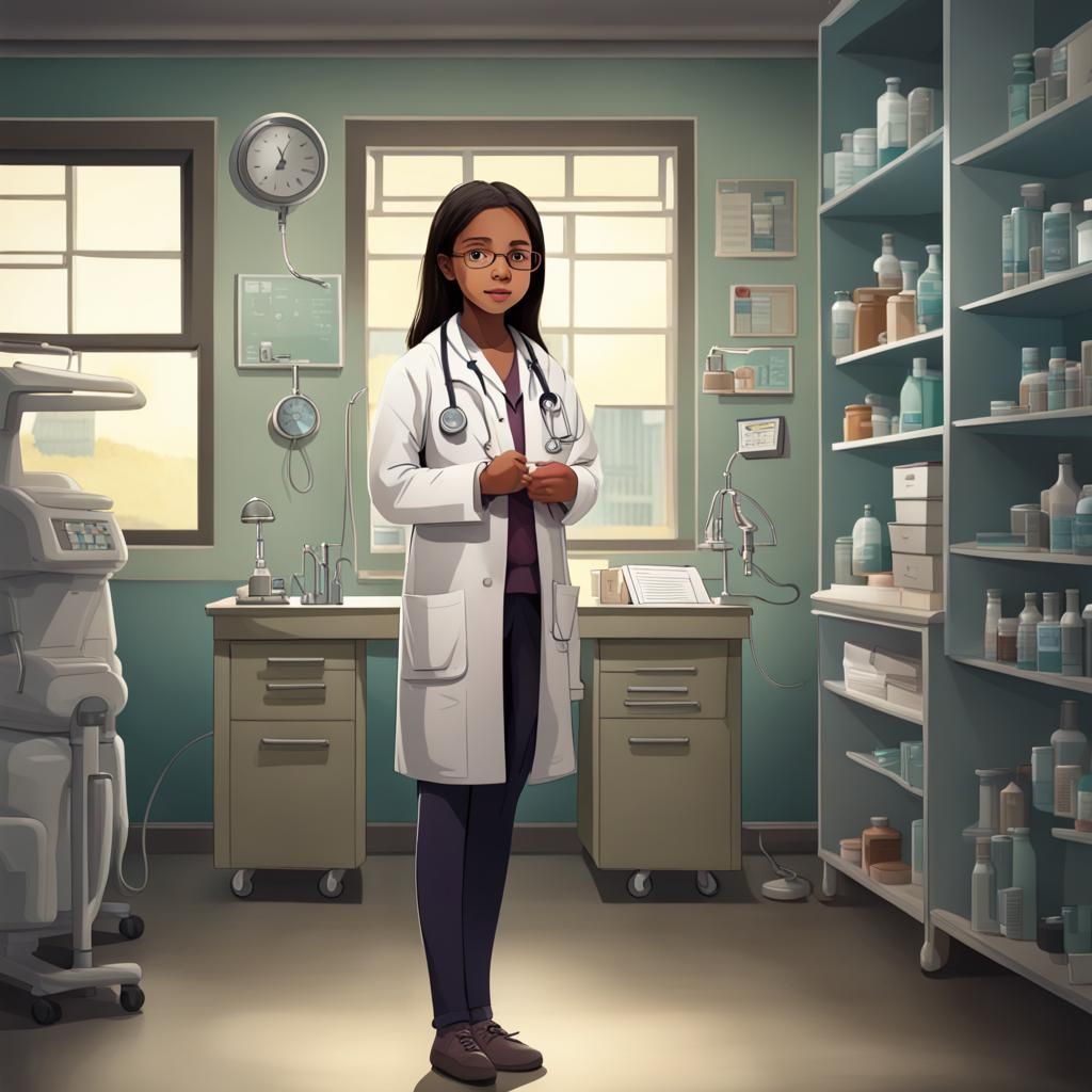Young Girl Imagines Herself as a Doctor