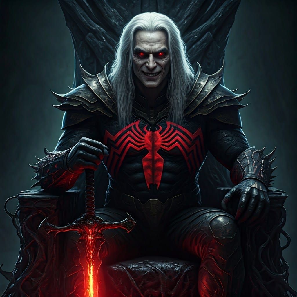 Hyperrealistic Knull on Symbiote Throne