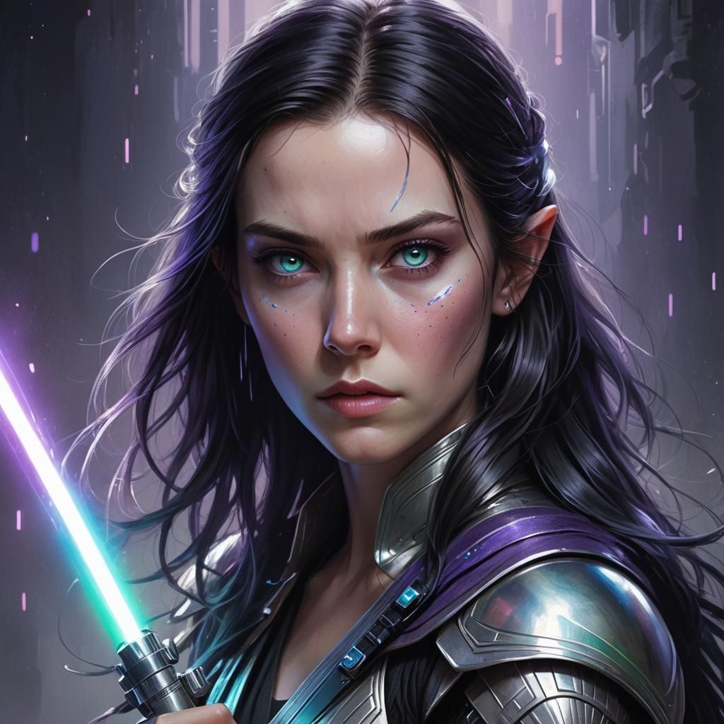 Jedi with Purple Lightsaber: Digital Concept Art