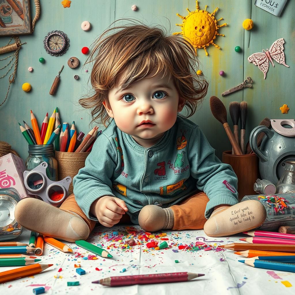 Child's Creative DIY Project Blending Art Styles