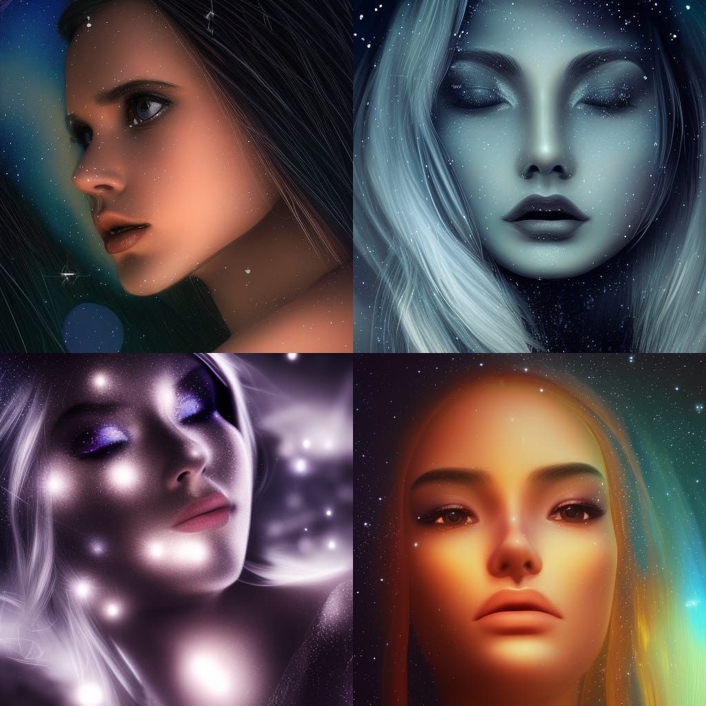 Dreamy Midnight Aura: Glamorous Fantasy Portrait