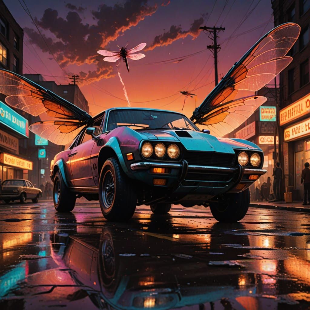 Retro 70s Horror Movie Poster: Giant Dragonfly Terrorizes Ci...