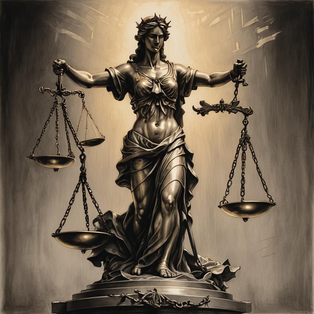 Scales of Justice Balanced, Chain Broken: Freedom Realized