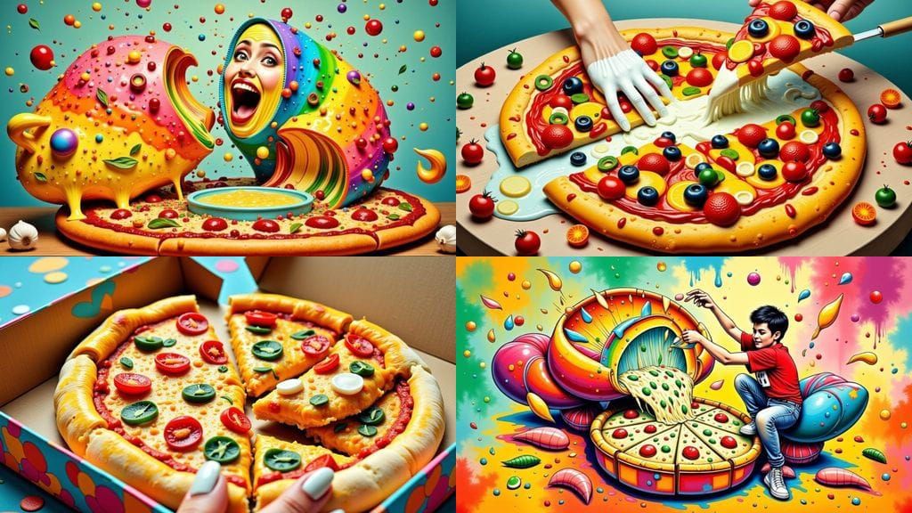 Vibrant Europunk Pizza Scene in a Colorful Edible Box