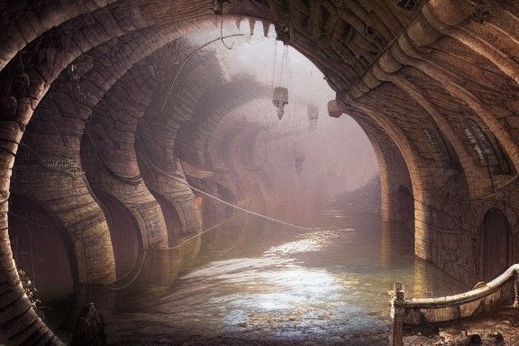 Ancient Sewer Scene with Rats in Hyperdetailed Style