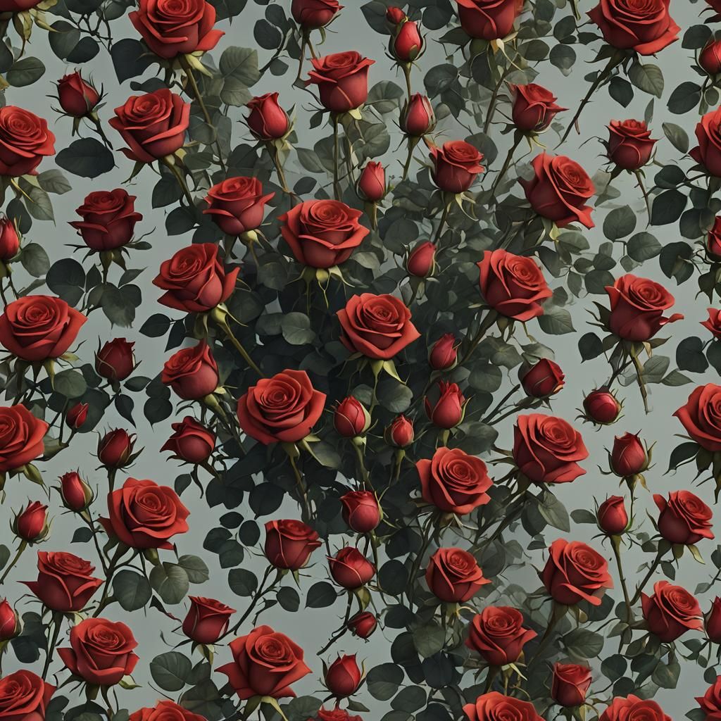 Beautiful Red Roses Bouquet in Detailed Matte Painting