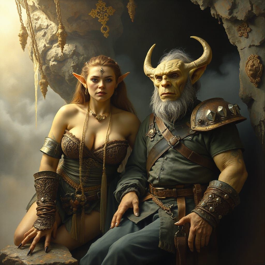 Cave Trolls in Dreamlike Surreal Landscape