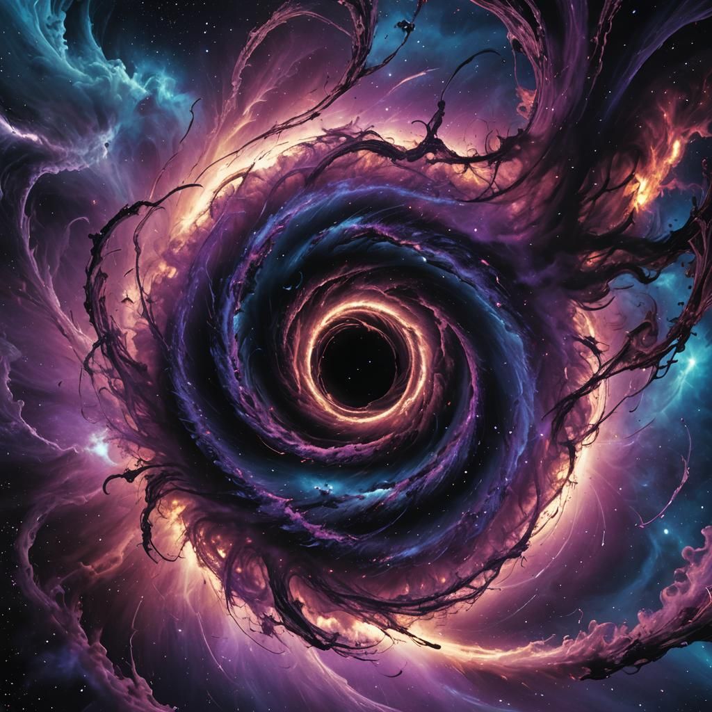 Swirling Black Hole in Space: A Cosmic Masterpiece
