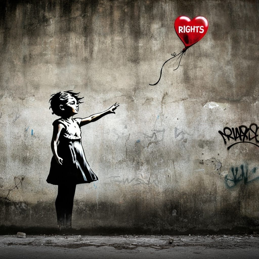 Decaying Concrete Wall Grffiti in Banksy Style