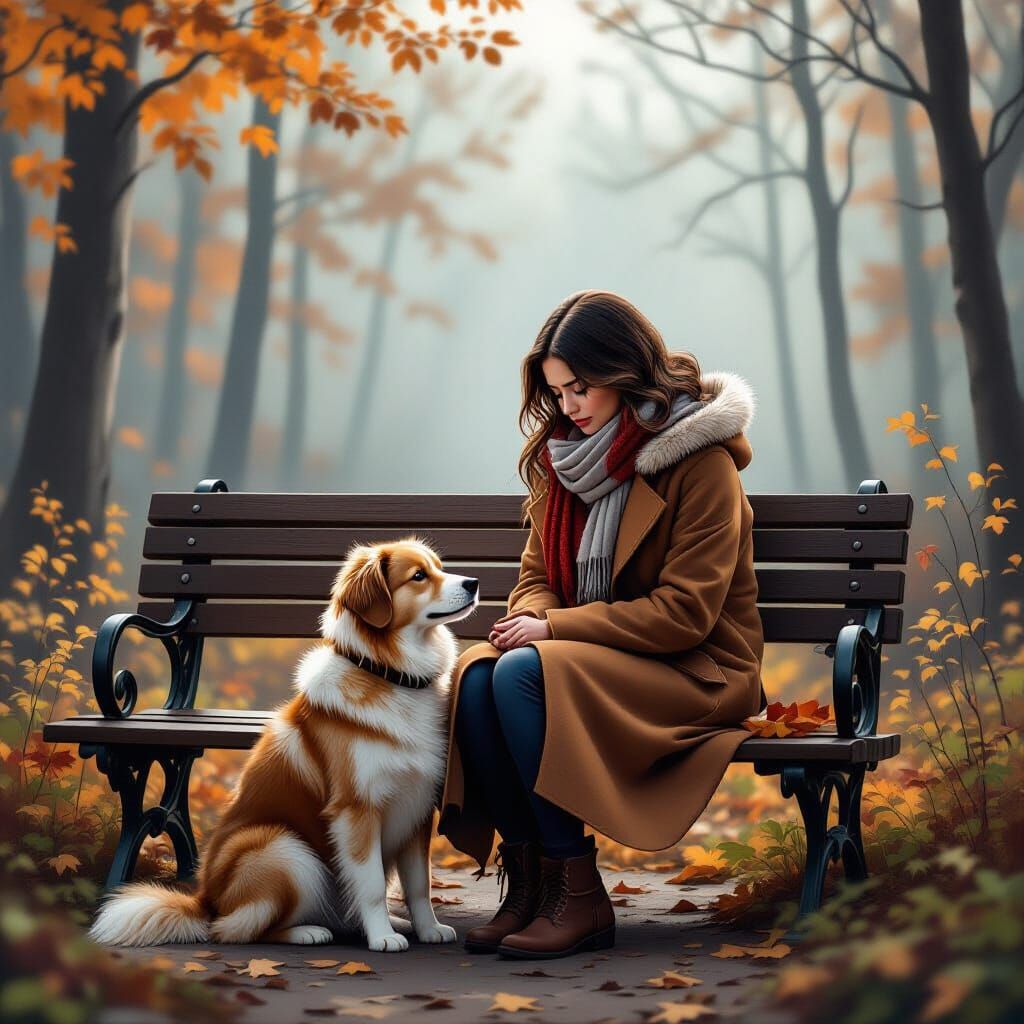 Sorrowful Woman Mourns Loss in Misty Forest