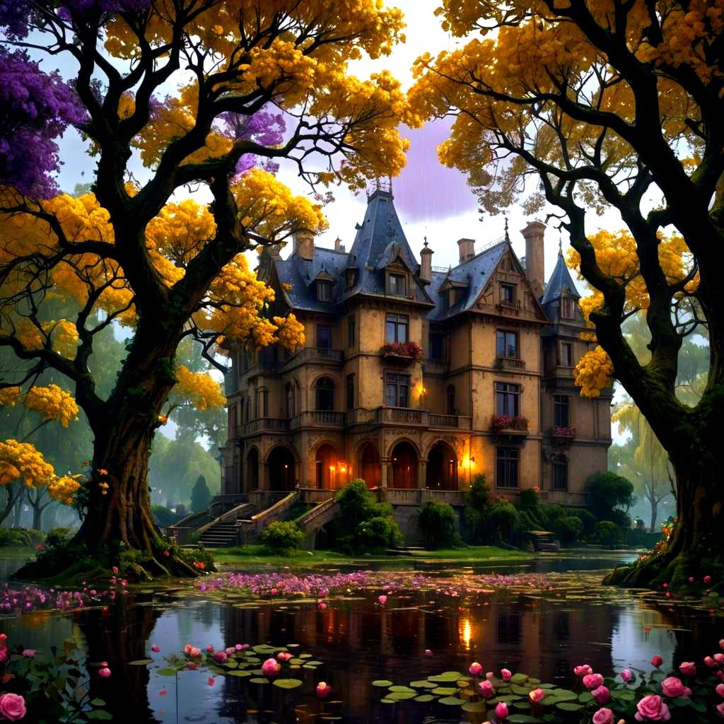 Rainy Manor: Dark Fantasy Concept Art