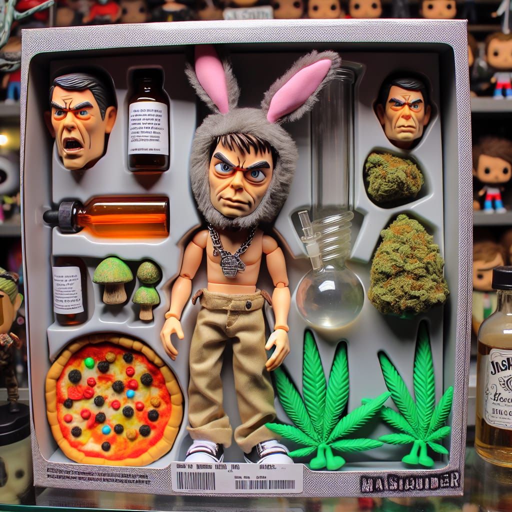 Cartoon Stoner Doll with Bunny Mask