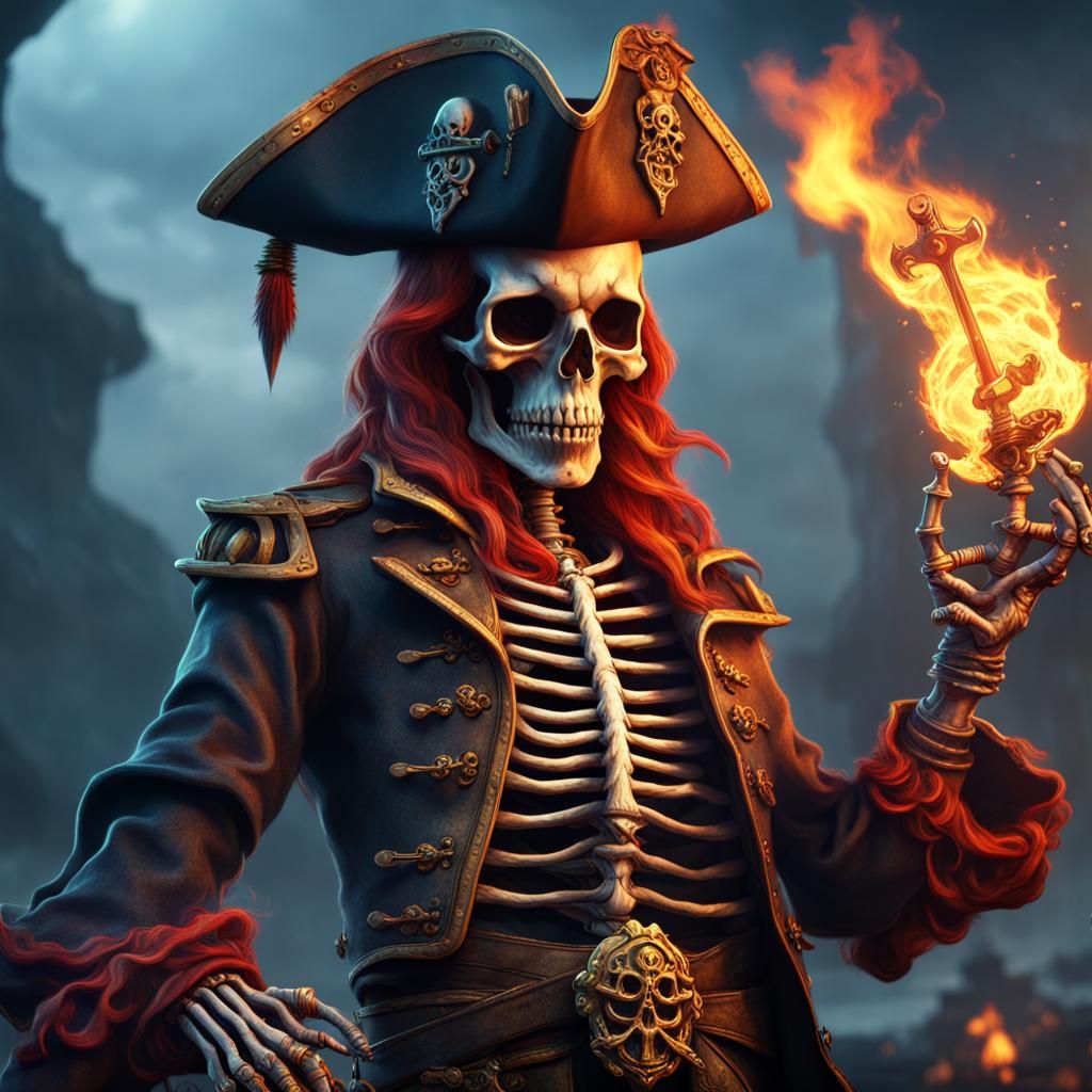 Flaming Skeleton Pirate Concept Art