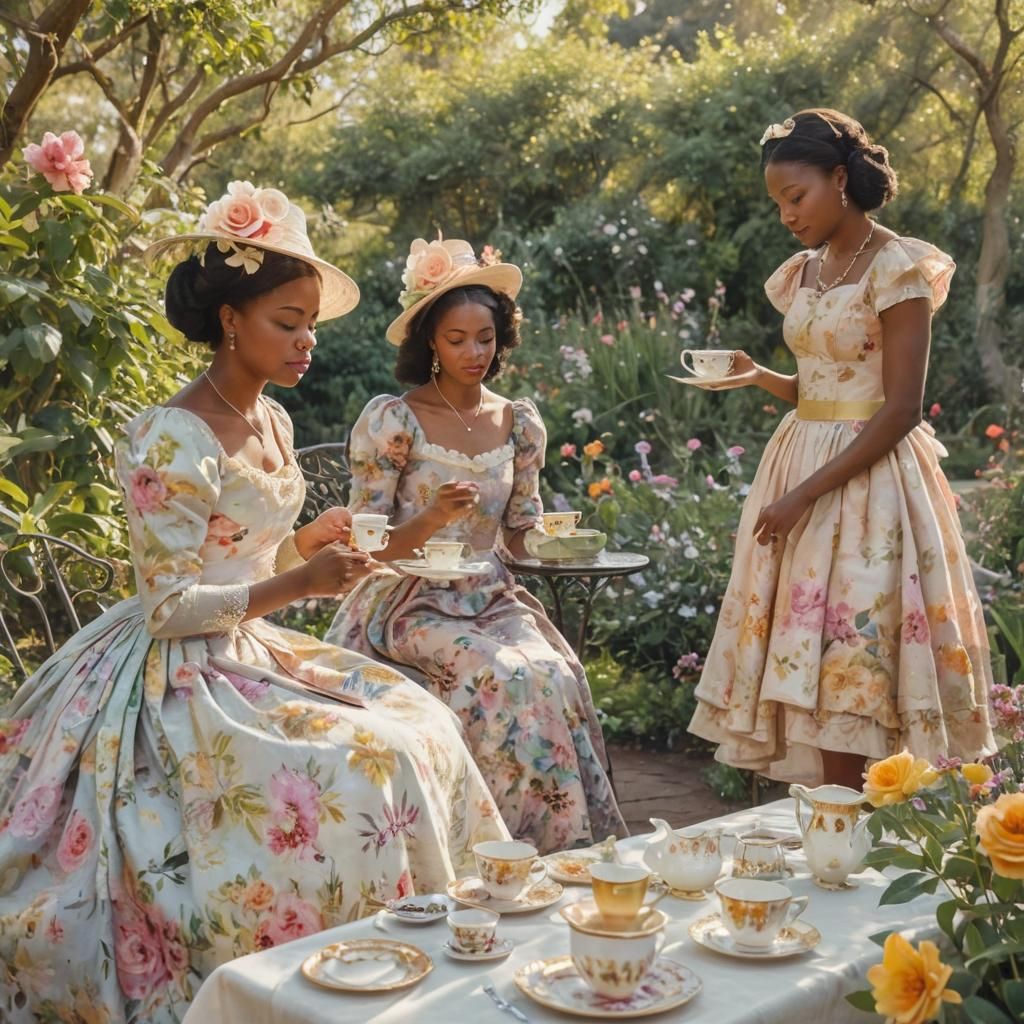 Elegant Tea Party with Matador in Watercolor Style