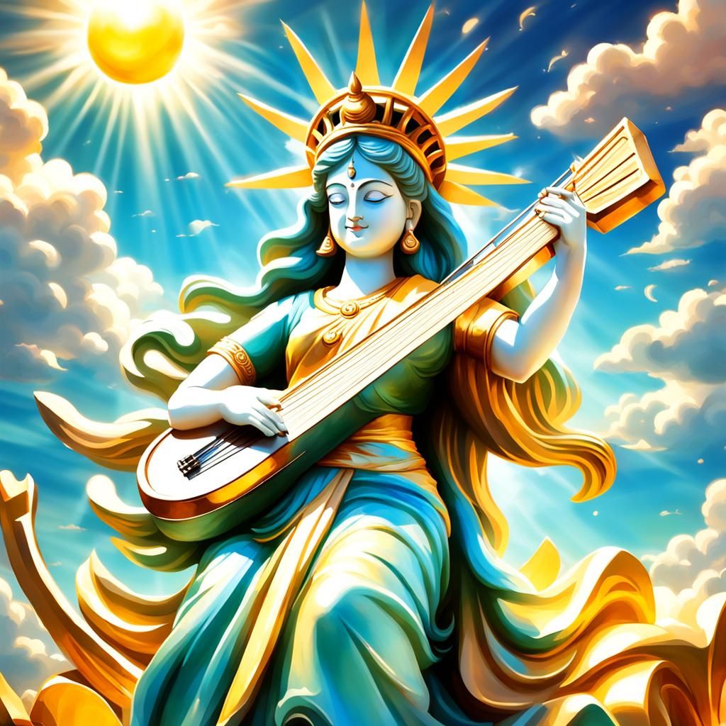 Divine Saraswati as Statue of Liberty in Sunshine