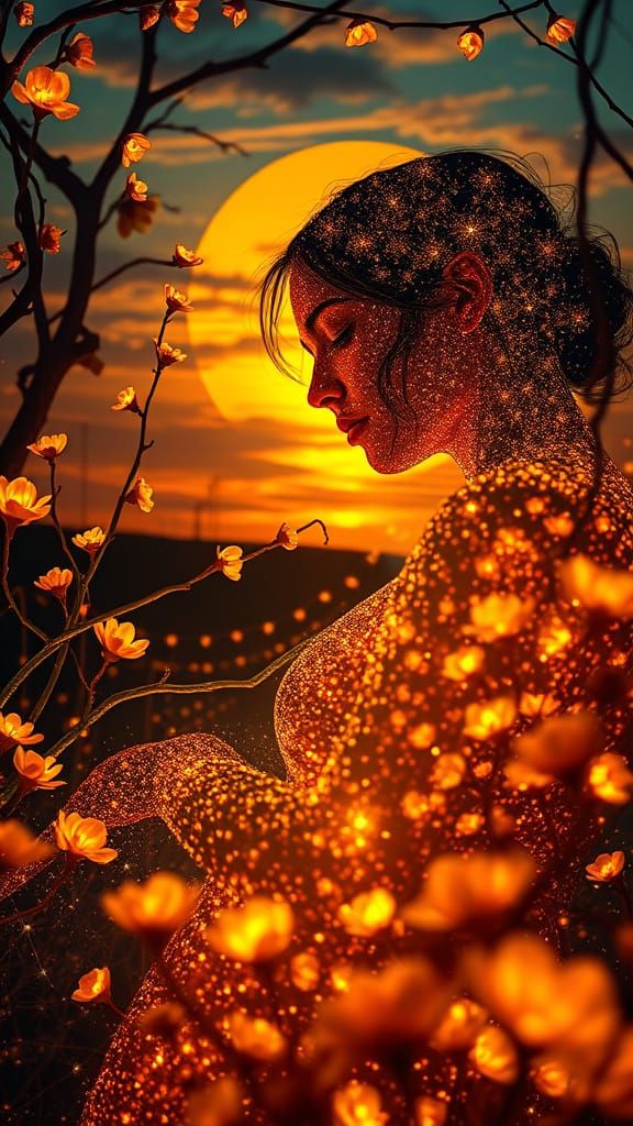 Dreamlike Mother and Child, a Vibrant Symbolic Surrealism