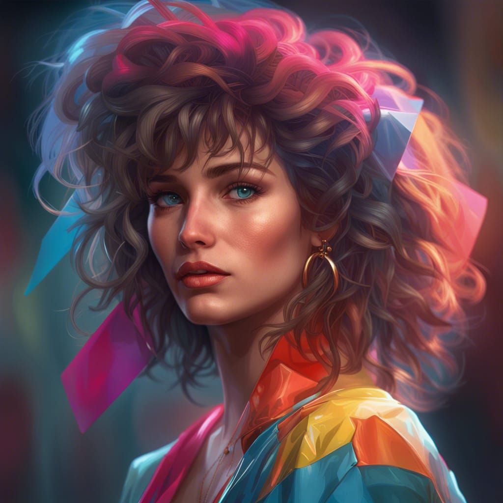 80s Fashion Portrait in Hyperdetailed Digital Art