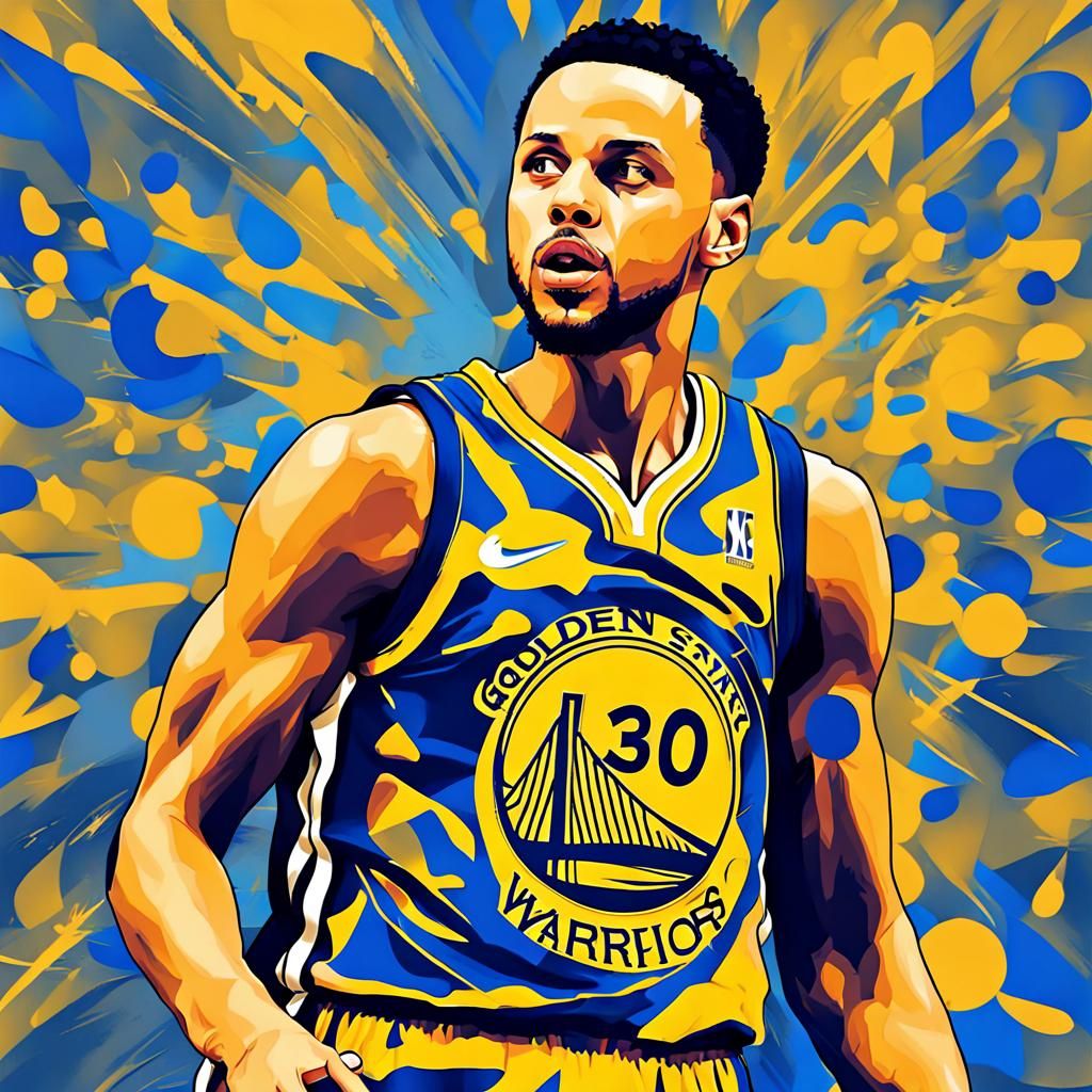 Stephen Curry Shooting a 3-Pointer: Abstract Art