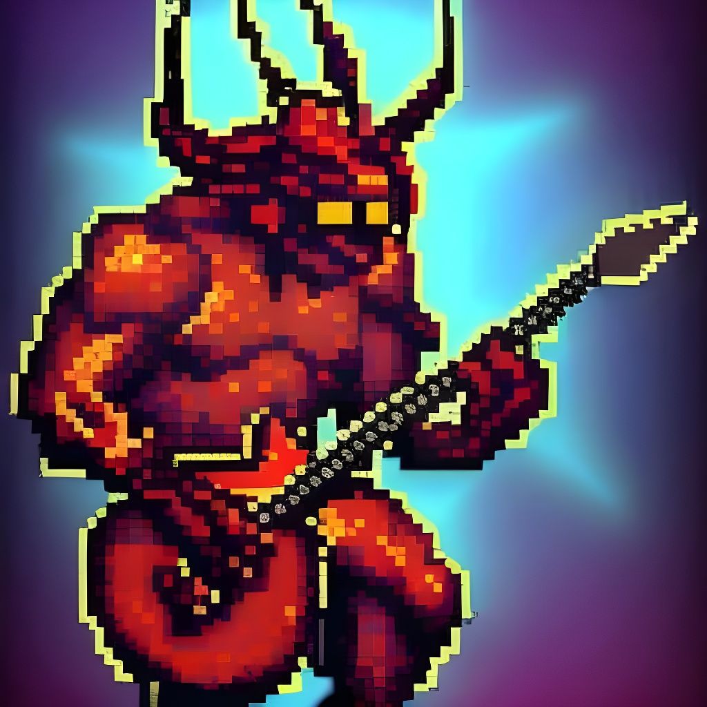 Jack Black Rockstar Demon in 8-Bit Pixel Art