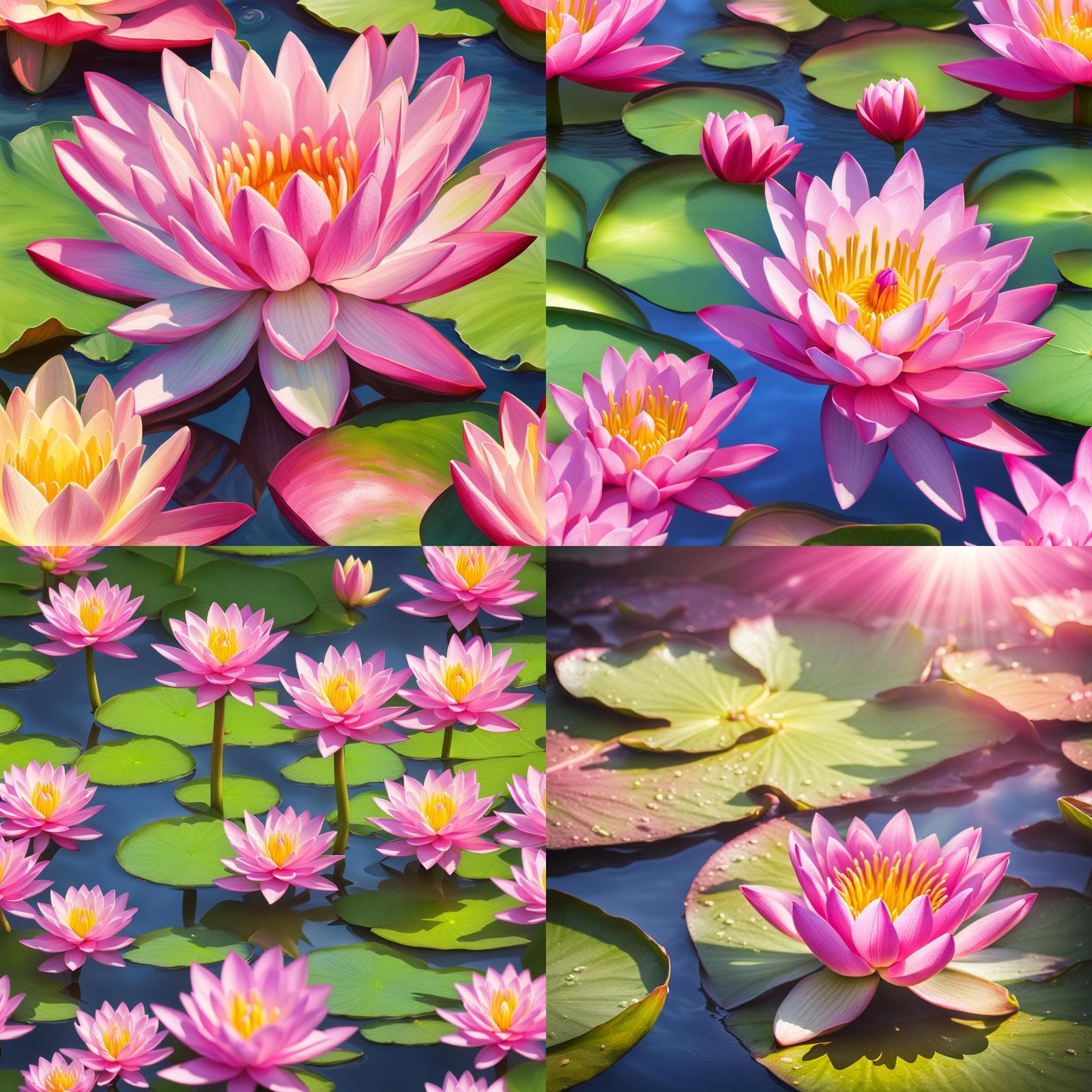 Blooming Pink Water Lily in Divine Light