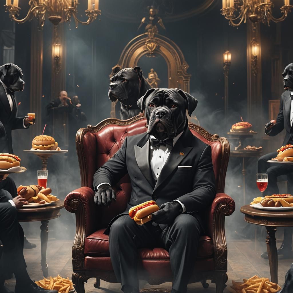 Cane Corso in Tuxedo: Detailed Matte Painting