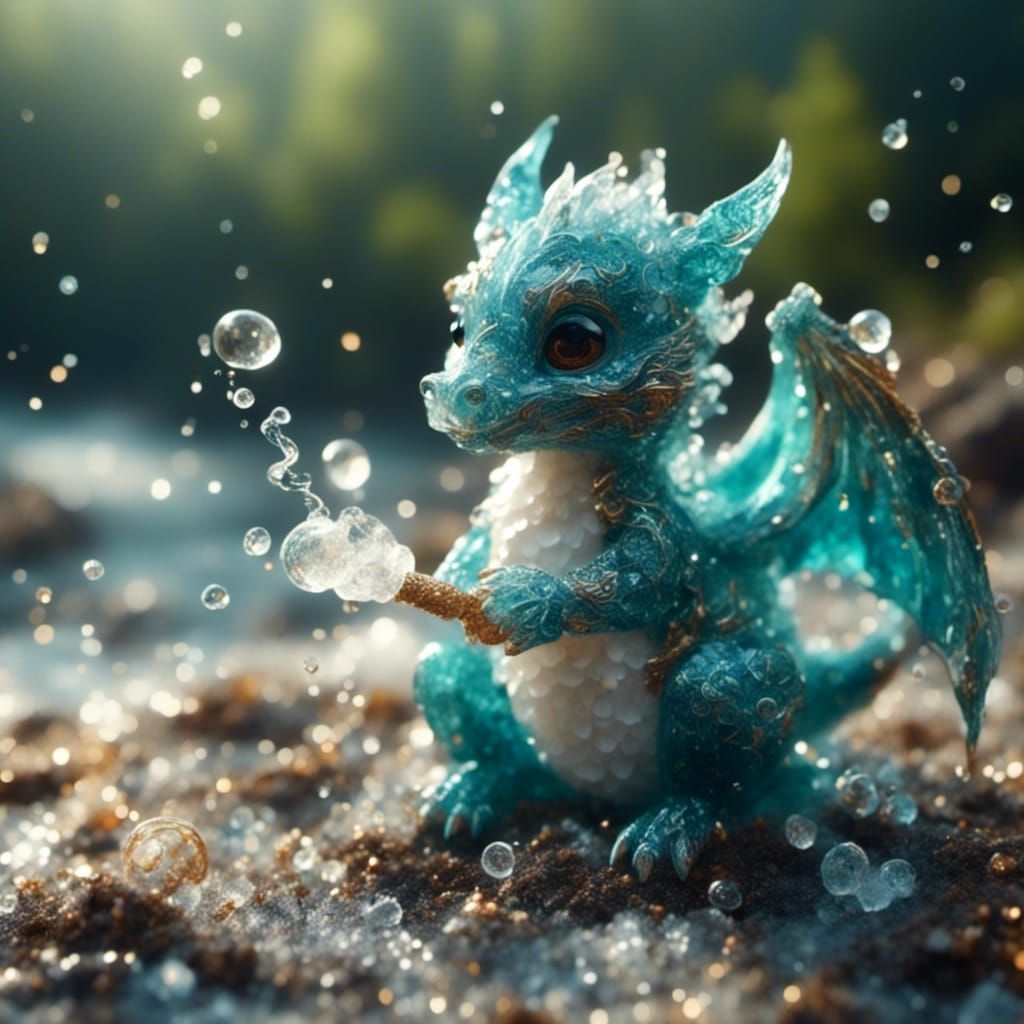 Cute Baby Dragon Blowing Smoke Rings