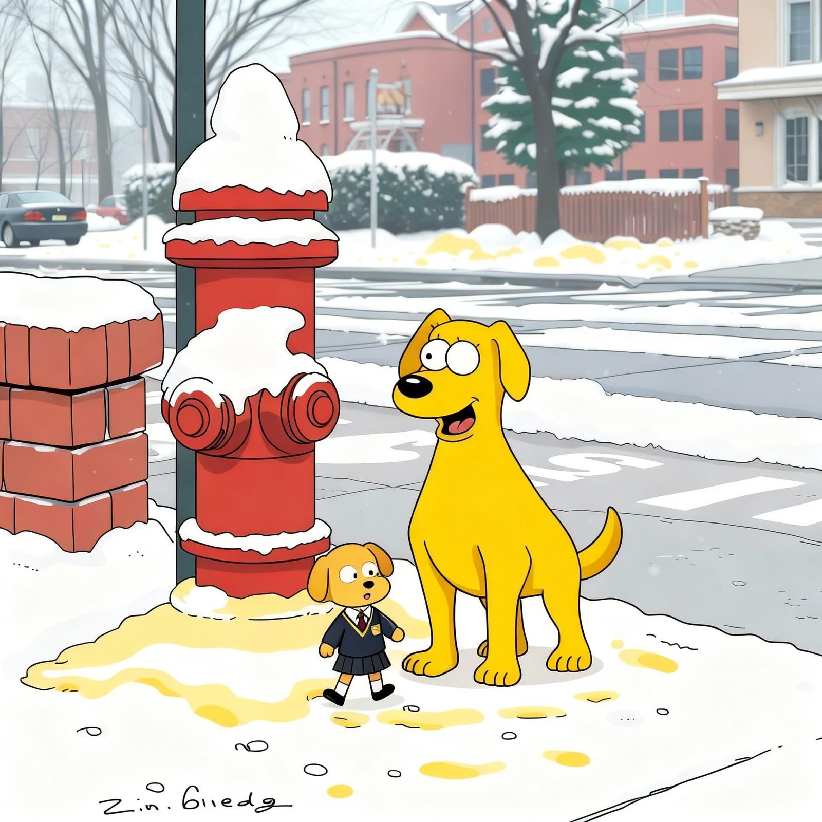 Adorable Pup in School Uniform