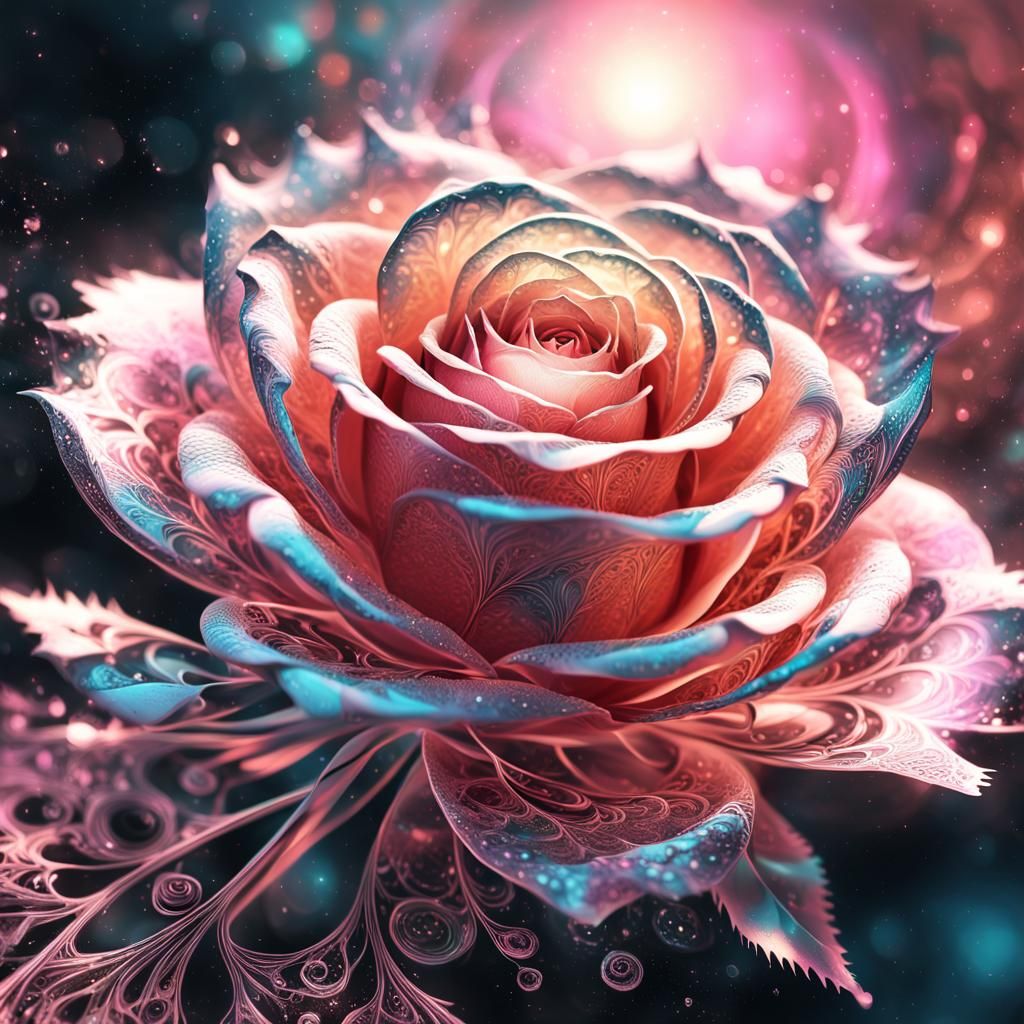 Delicate Pink Rose with Intricate Fractal Geometry