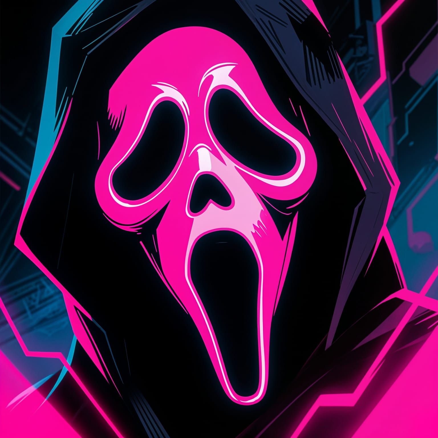 Neon Pink Ghostface Digital Painting