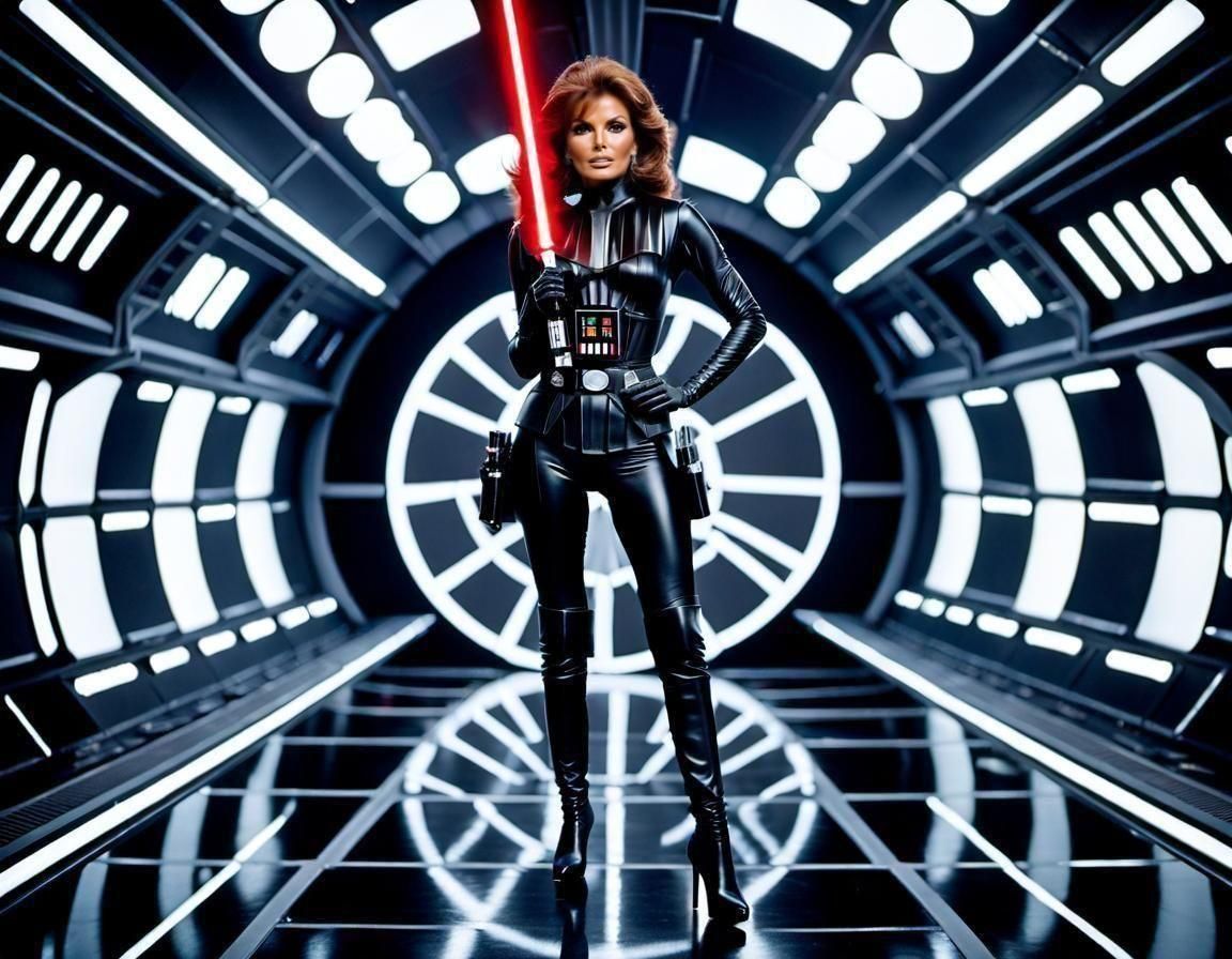 Raquel Welch as Darth Vader in Retrofuturistic Death Star