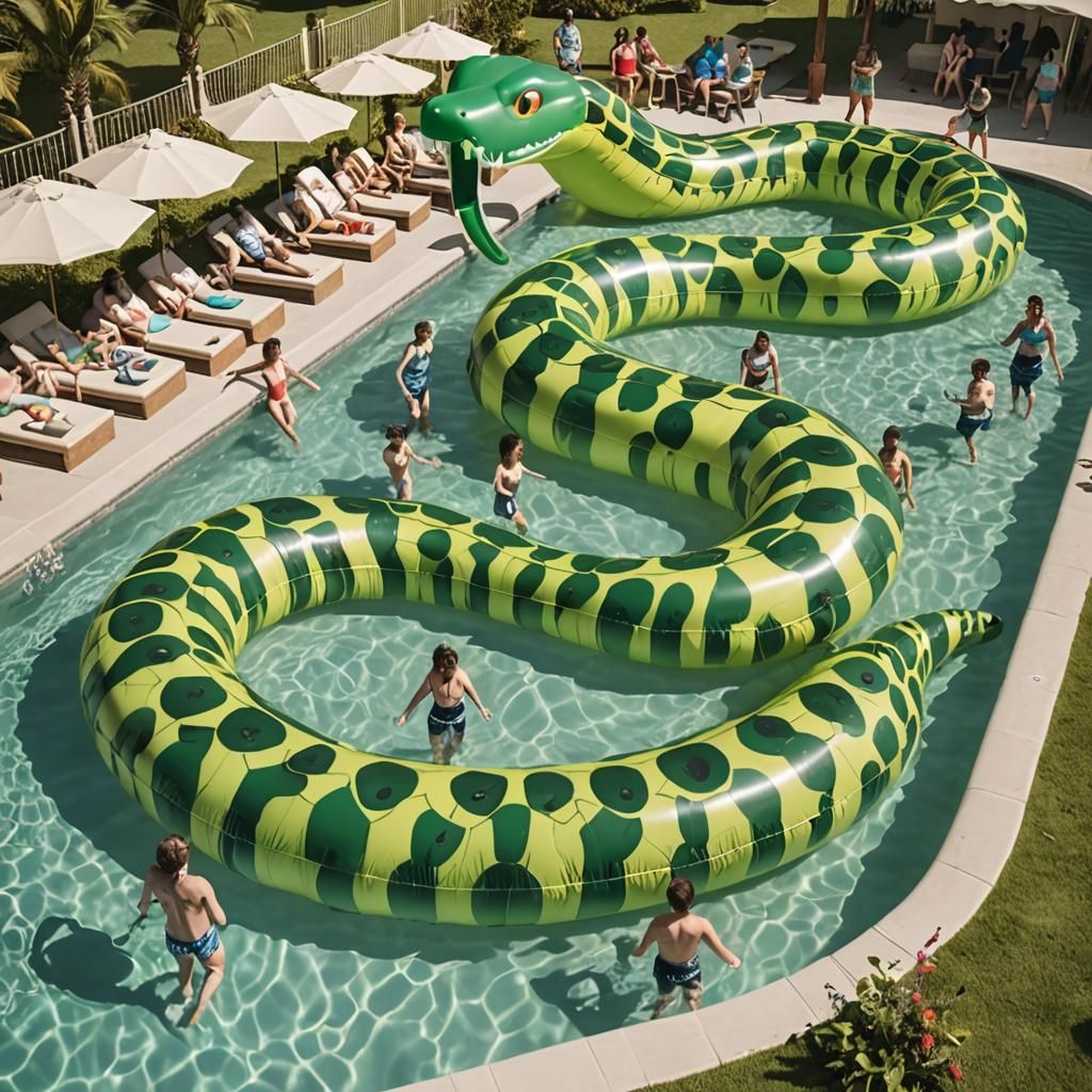 Inflatable Anaconda Pool Toy in Use