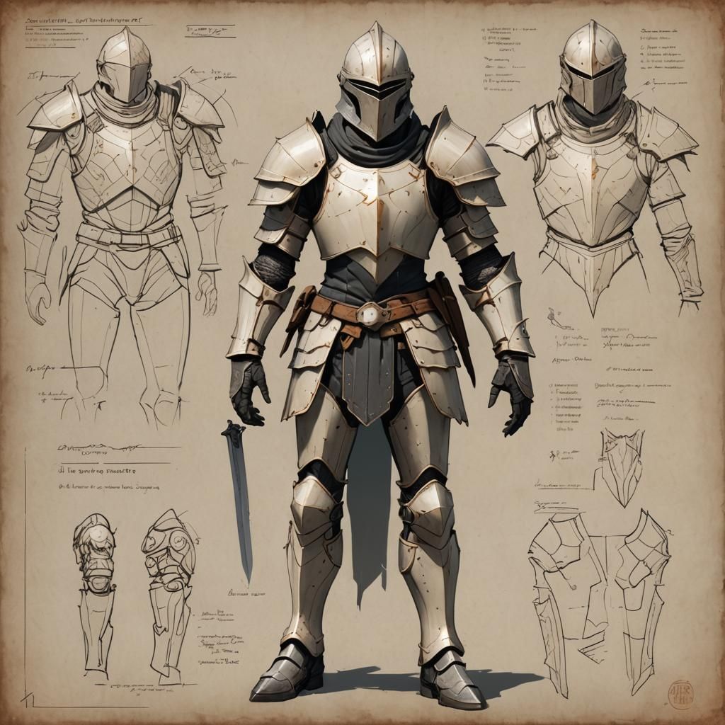 Jagged Bone Knight Armor Schematics: Front and Back