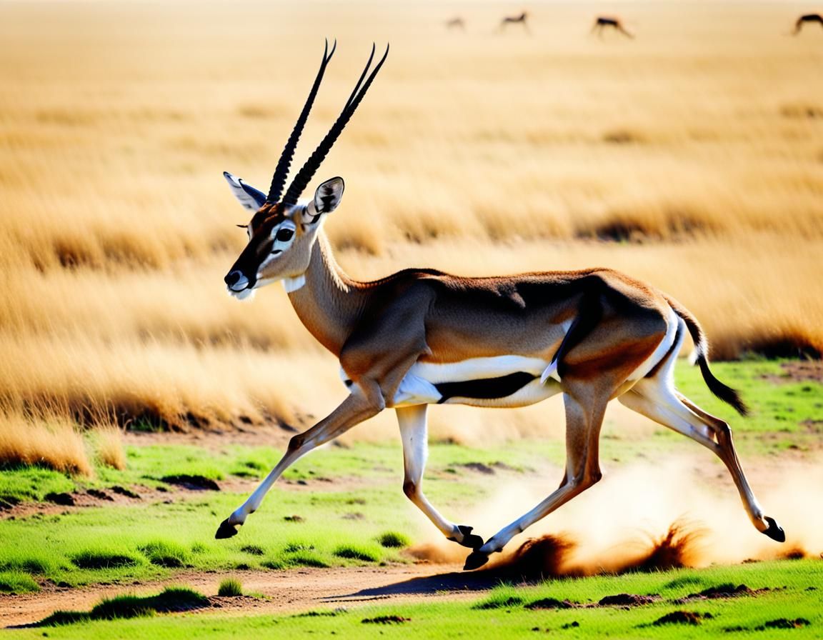 Gazelle Running on Savannah: Minimalist Digital Art