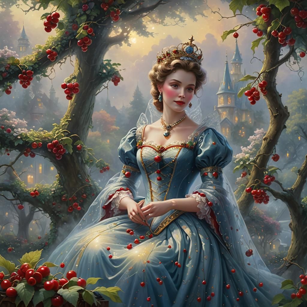 Noble Cherry Queen in Ethereal Fantasy Style