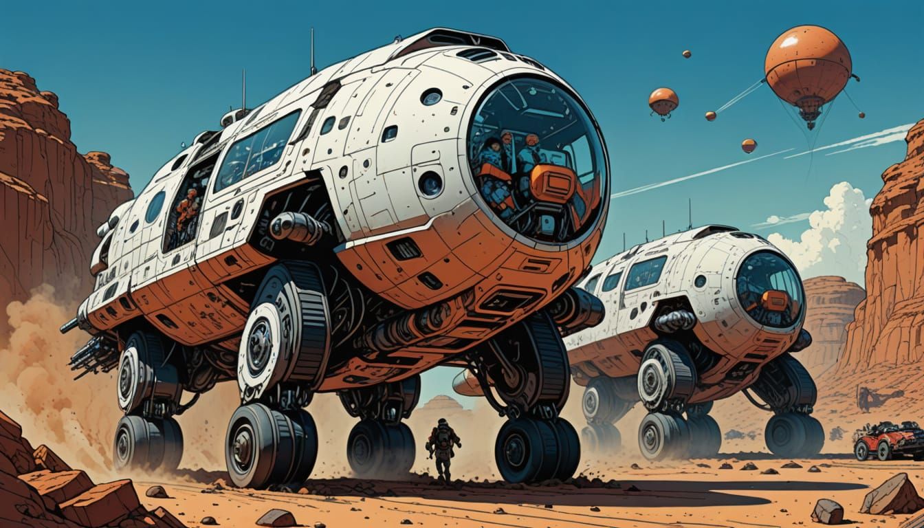 Ultra-Detailed Pod Racer in Vibrant, Moebius-Inspired Art