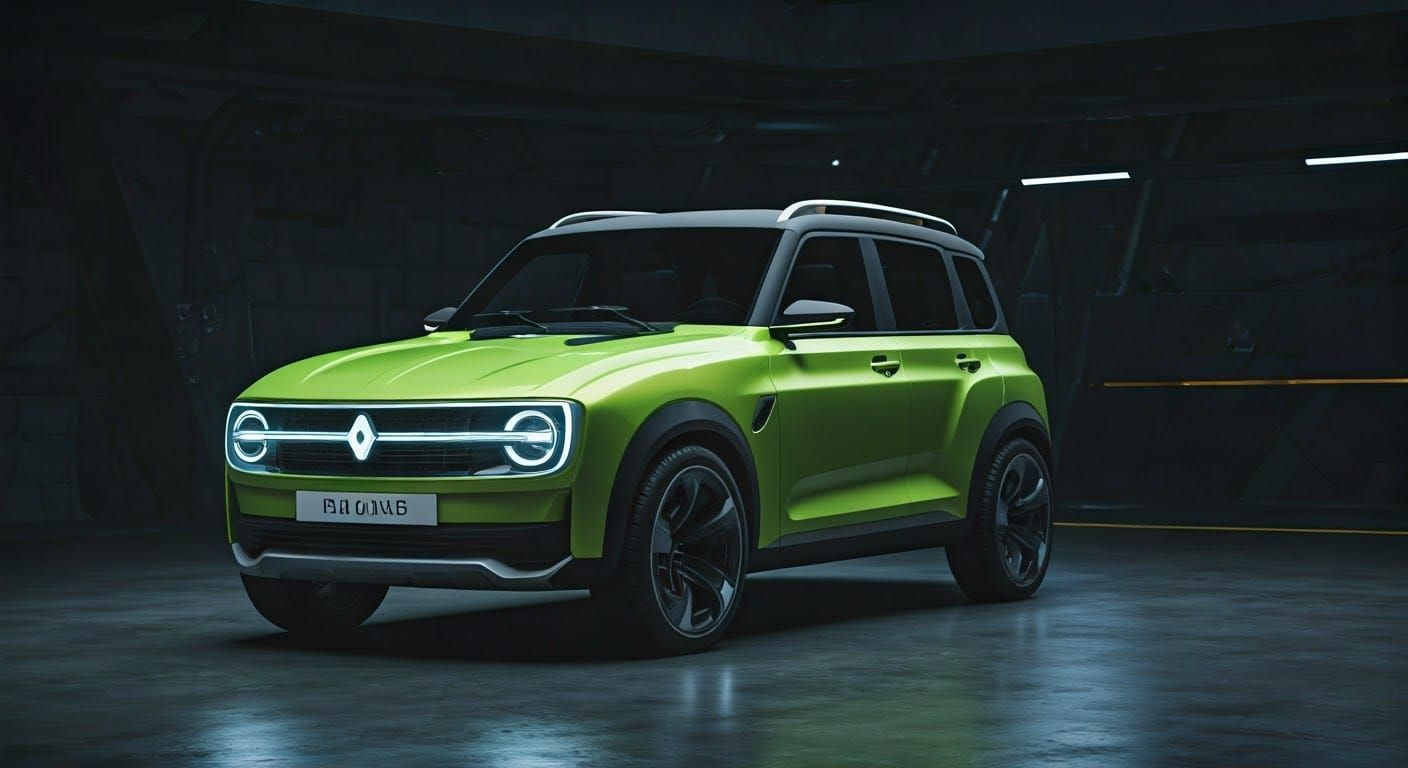 Futuristic Renault R4 Reinterpretation in Modern Showroom