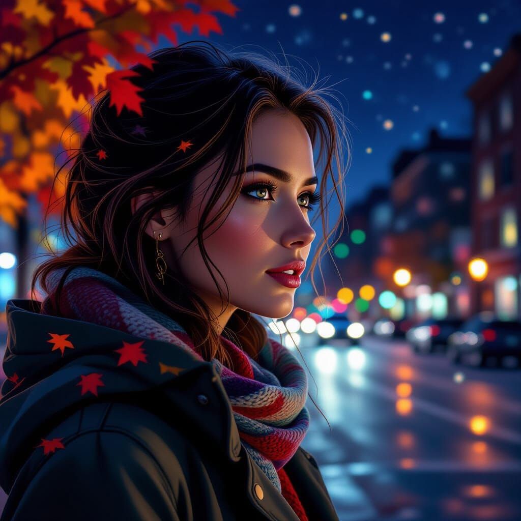 Autumn Night in Syracuse, Hyperrealistic Splash Art
