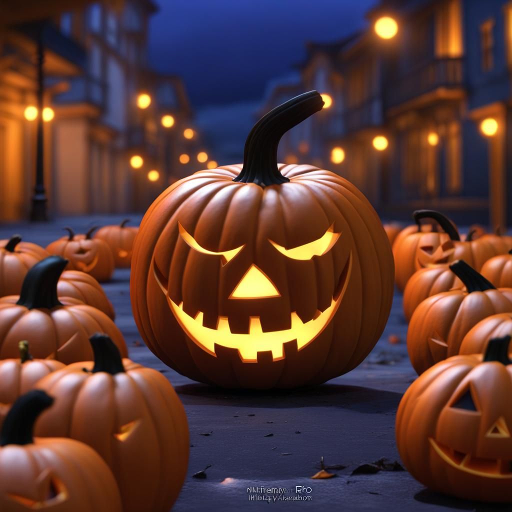 Pixar-Style 3D Pumpkin Head in Rio