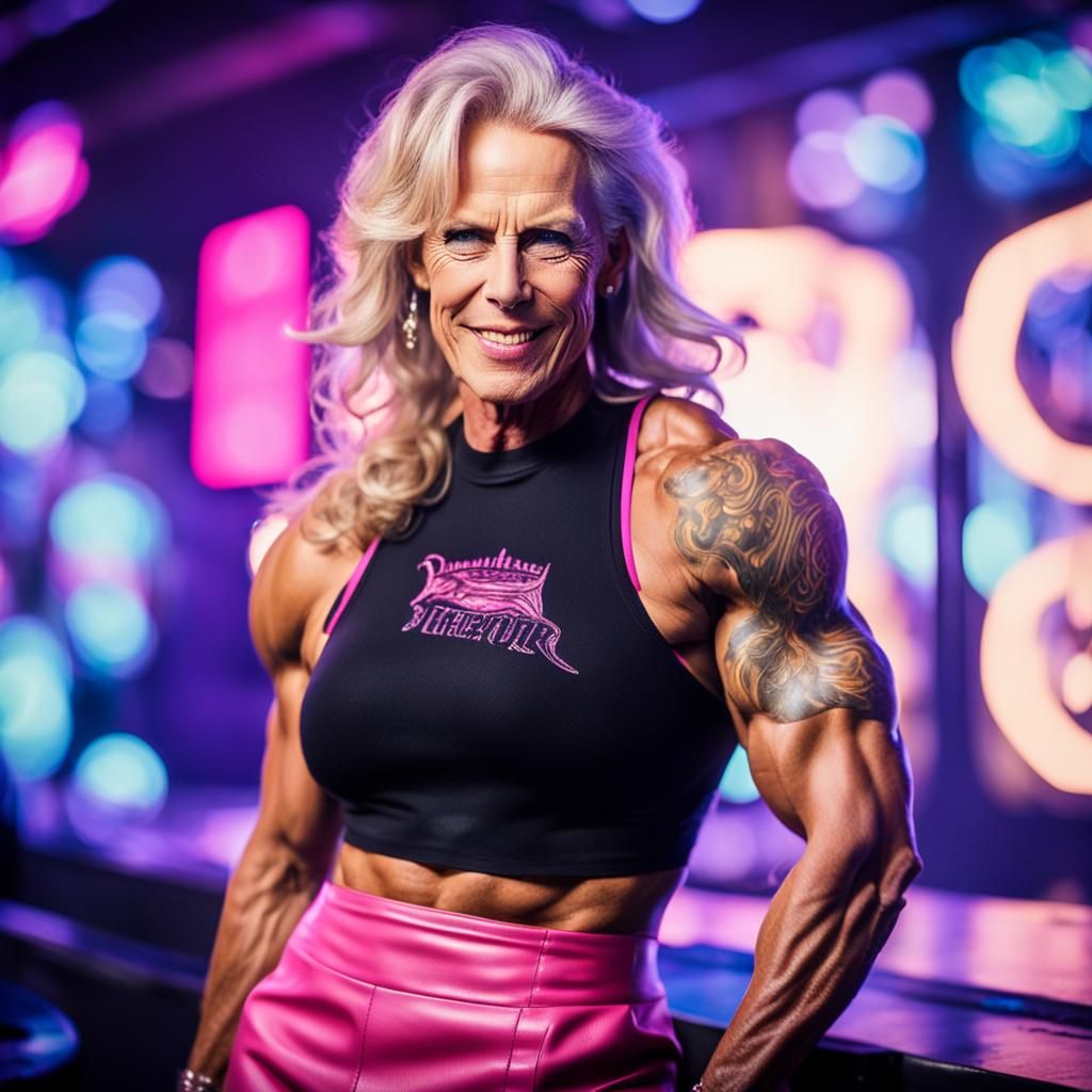 Glamorous Bodybuilder in Nightclub, Professional Photo