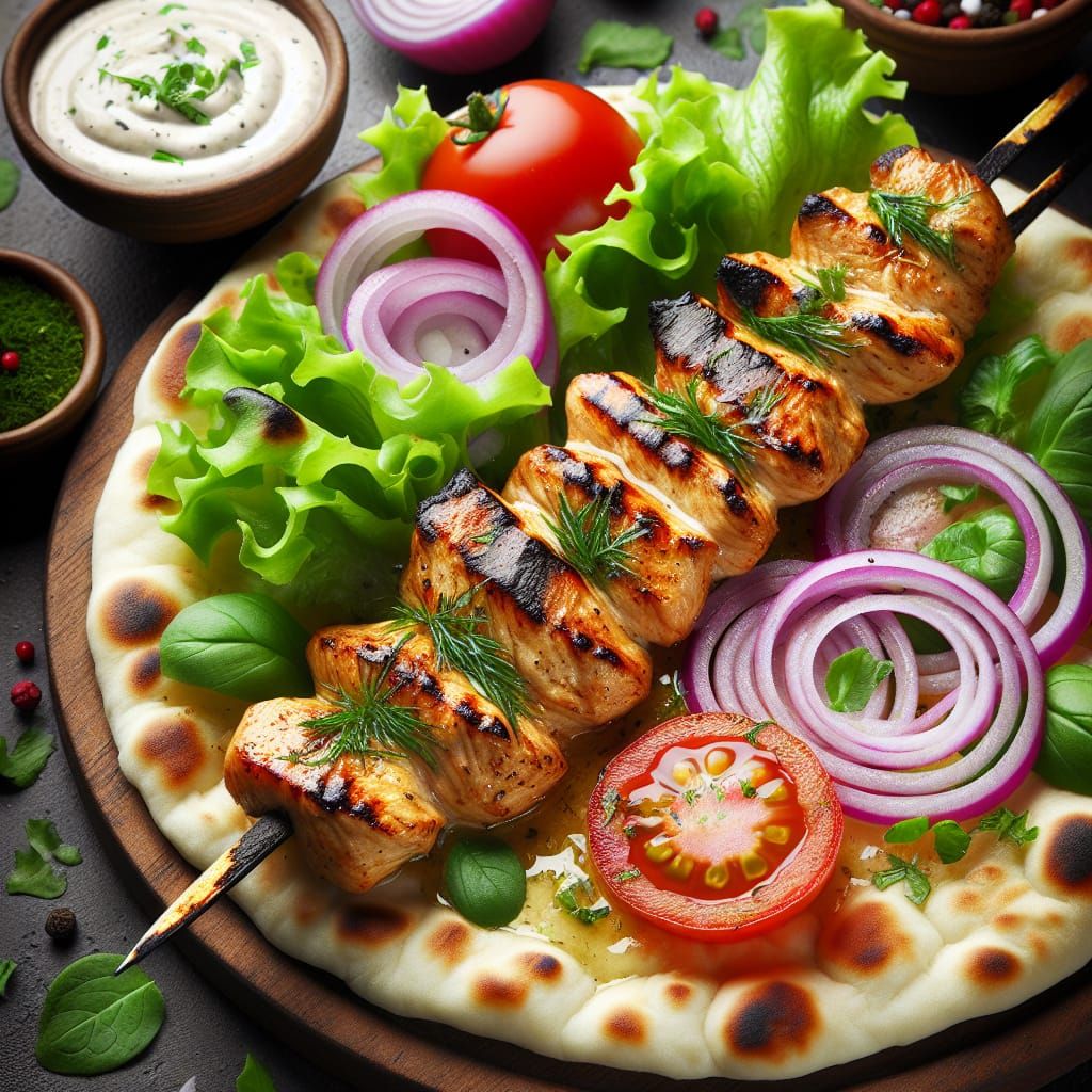 Mouthwatering Chicken Kebab on Naan Bread