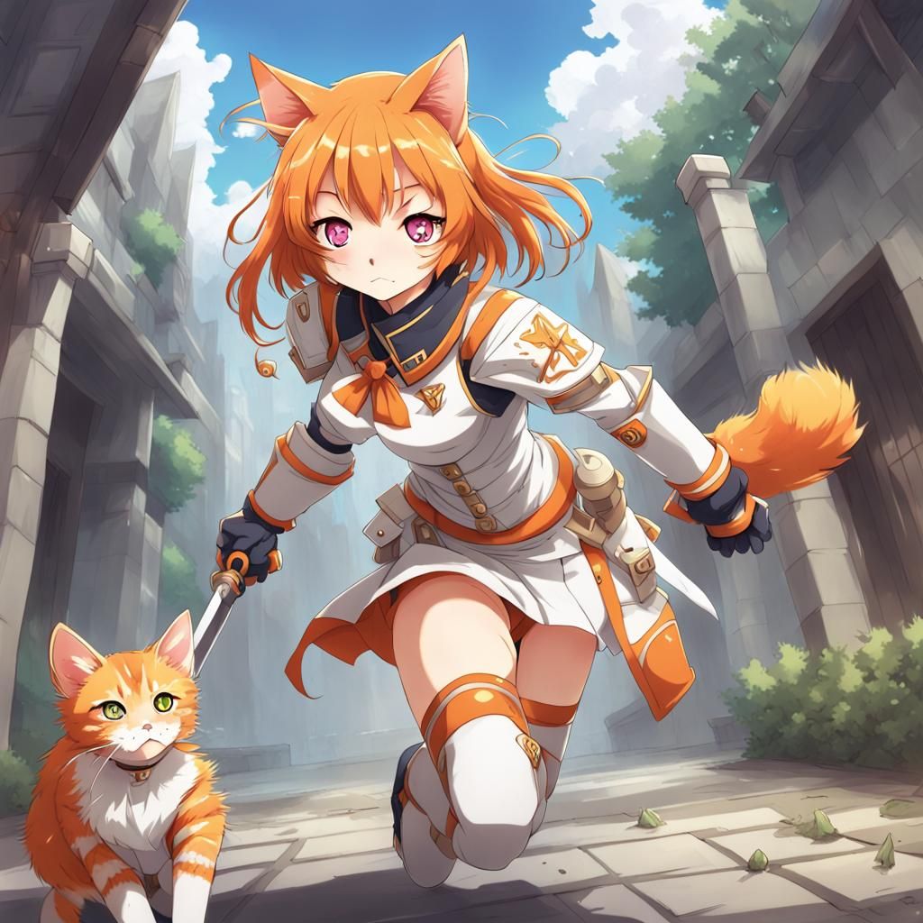 Anime Cat Girl Knight Ready for Battle