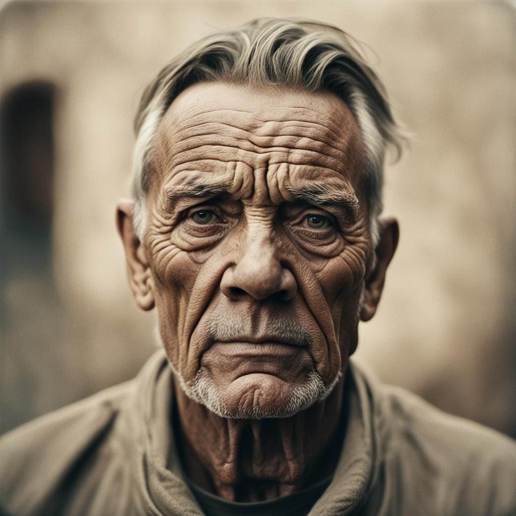 Minimalist Portrait: Man with Piercing Gaze