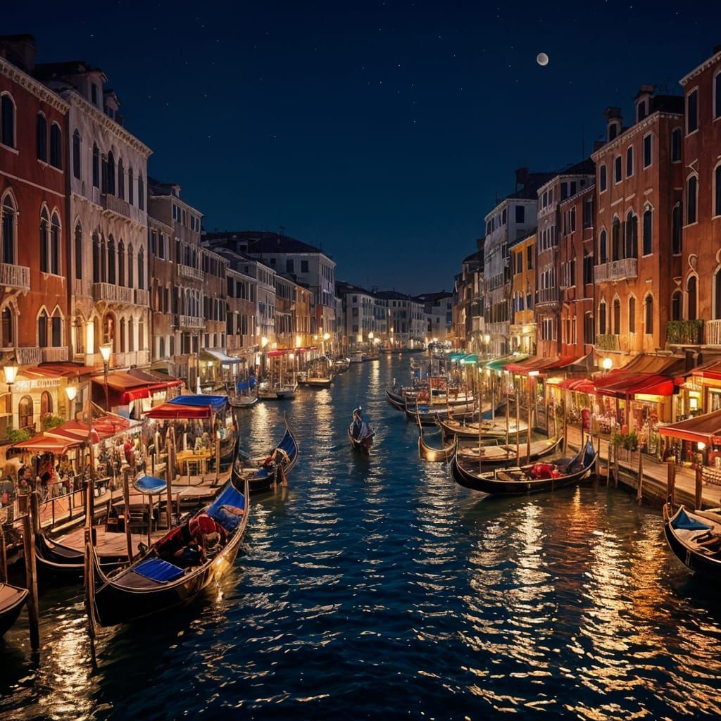 Night on the Grand Canal, Venice: A Cinematic Photo