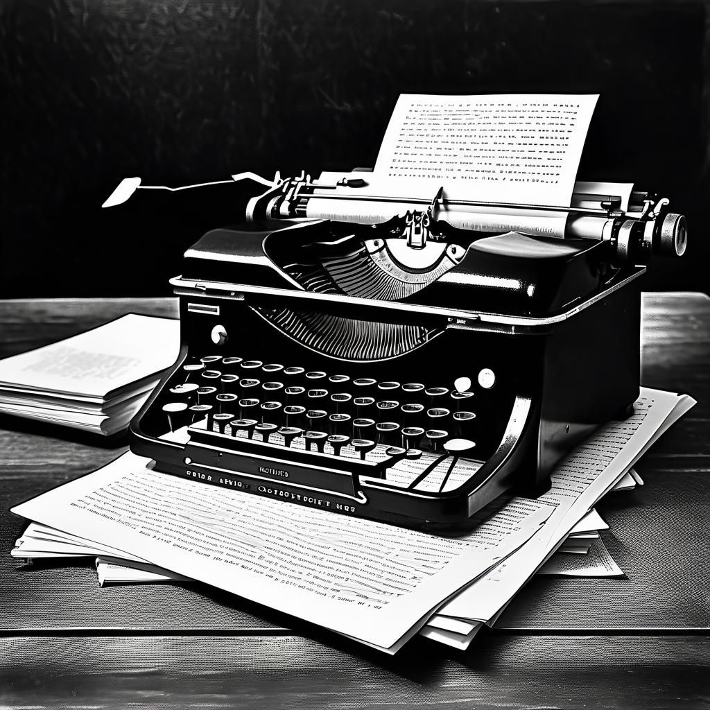 vintage typewriter used by an author with typewritten pages ...
