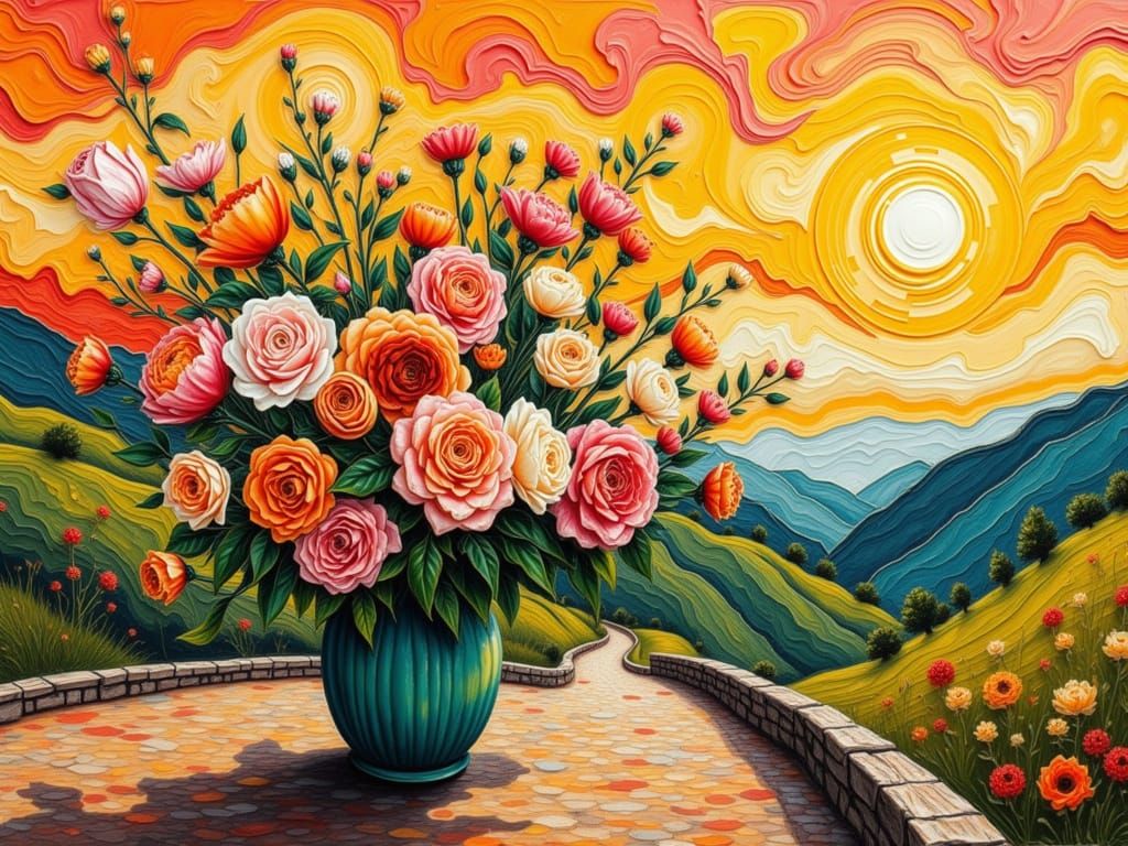 Floral Still Life in Post-Impressionist Style